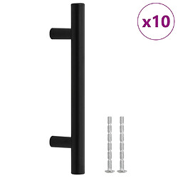 vidaXL Poignées d'armoire 10 pcs noir 96 mm acier inoxydable