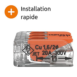 Acheter Lot de 10 bornes de raccordement S221 Compact - Connexion rapide - 3 conducteurs avec leviers 4mm² - orange - Wago