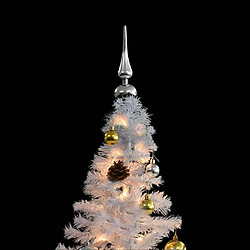 vidaXL Arbre de Noël artificiel pré-éclairé avec boules blanc 180 cm pas cher