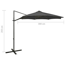 vidaXL Parasol de jardin en porte-à-faux avec mât et lumières LED pas cher