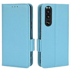 Etui en PU texture litchi bleu clair pour votre Sony Xperia 5 III 5G