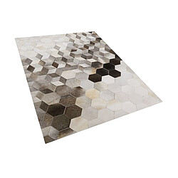 Beliani Tapis en cuir gris et blanc 160 x 230 cm SASON