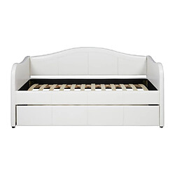 Avis Vente-Unique Lit banquette gigogne MATHILDE - 2 x 90 x 190 cm - Simili - Blanc