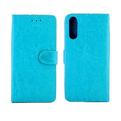 Wewoo Housse Coque Pour Galaxy A70S / A70 Crazy Horse Texture de protection en cuir à rabat horizontal avec support et fentes cartes et portefeuille et cadre photo bleu bébé