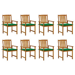 vidaXL Chaises de jardin avec coussins lot de 8 Bois d'acacia solide