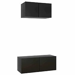 Maison Chic Ensemble de meubles TV 2 pcs | Banc TV Moderne pour salon | Meuble de Rangement - Noir Aggloméré -MN20881