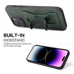 Coque en TPU + PU antichoc, anti-chute avec béquille et porte-carte pour votre iPhone 14 Pro - vert