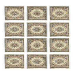 1/12 échelle Tissé Tapis Tapis De Sol Poupées Maison Meubles Miniatures Beige X12