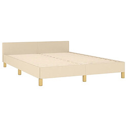 Maison Chic Lit adulte - Cadre Structure de lit avec tête de lit Contemporain Crème 140x190 cm Tissu -MN22614 pas cher