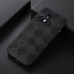 Coque en TPU + PU grille de texture, noir pour votre Oppo Find X5 Pro