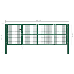 Acheter vidaXL Portail de clôture de jardin avec poteaux 350x100 cm Acier Vert