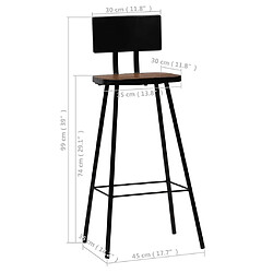 vidaXL Tabourets de bar lot de 4 bois massif de récupération pas cher