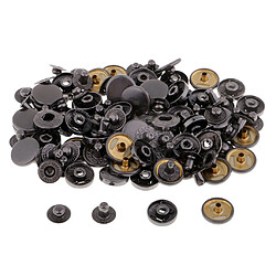 30 jeux attaches métalliques boutons pression rivets pour artisanat cuir nickel foncé