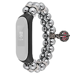 Bracelet en métal motif de fausses perles avec décor de boules, noir pour votre Xiaomi Mi Band 5/6