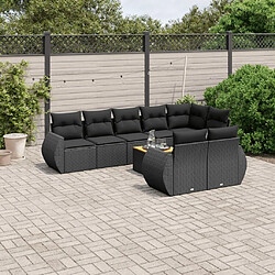 Maison Chic Salon de jardin 9 pcs avec coussins | Ensemble de Table et chaises | Mobilier d'Extérieur noir résine tressée -GKD63194