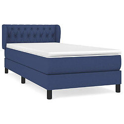 vidaXL Sommier à lattes de lit avec matelas Bleu 90x200 cm Tissu