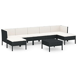 Maison Chic Salon de jardin 8 pcs + coussins - Mobilier/Meubles de jardin - Table et chaises d'extérieur Résine tressée Noir -MN14284