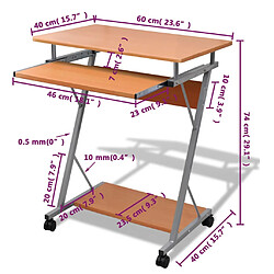 Acheter vidaXL Bureau d'ordinateur avec plateau à clavier coulissant Marron