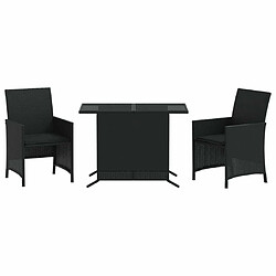 Maison Chic Ensemble de bistro 3 pcs avec coussins,Table + chaises + coussins de jardin noir résine tressée -GKD677609