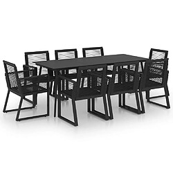 Ensemble salle à manger de jardin 9 pcs,Table et chaise à dîner d'extérieur Rotin PVC Noir -MN27183