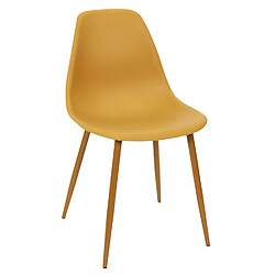 Toilinux Lot de 6 Chaises style scandinave Mila avec pieds en métal - Jaune pas cher