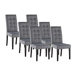 Vente-Unique Lot de 6 chaises en tissu et bois - Gris - VILLOSA