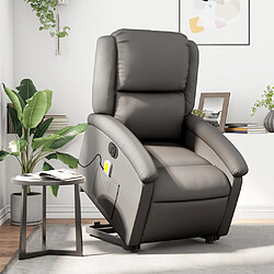 Maison Chic Fauteuil Relax pour salon, Fauteuil inclinable de massage électrique gris cuir véritable -GKD81365