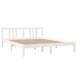 Avis Maison Chic Lit adulte - Lit simple Cadre de lit,Structure du lit Contemporain Blanc Bois massif 160x200 cm -MN12122