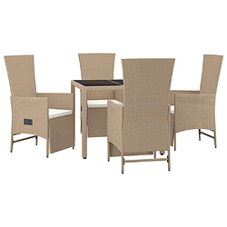 Avis Ensemble salle à manger de jardin 5 pcs,Table et chaise à dîner d'extérieur Beige poly rotin -MN35005