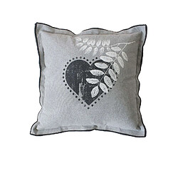 Toilinux Coussin imprimé cœurs Epicéa - 40 x 40 cm - Gris