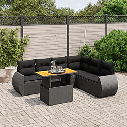 Maison Chic Ensemble Tables et chaises d'extérieur 7pcs avec coussins,Salon de jardin noir résine tressée -GKD432201