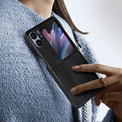 Avizar Coque pour Oppo Find N2 Flip Rigide Simili Cuir Texturé Bords Surélevés Noir pas cher