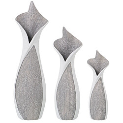 Ensemble de 3 Vases Alexandra House Living Blanc Gris Céramique 14 x 27 x 42 cm (3 Pièces)