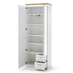 Armoire de rangement en bois coloris blanc avec LED - L.75 x H.201 x P.38 cm -PEGANE-