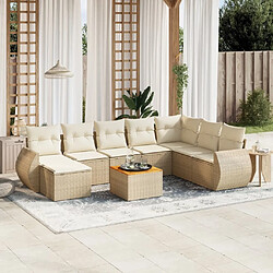 Maison Chic Salon de jardin avec coussins 9 pcs | Ensemble de Table et chaises | Mobilier d'Extérieur beige résine tressée -GKD64798