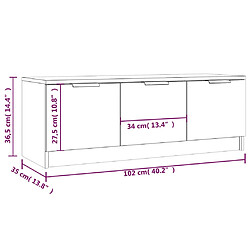 vidaXL Meuble TV Noir 102x35x36,5 cm Bois d'ingénierie pas cher