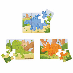 Bigjigs Toys 3 puzzles dinosaures en bois