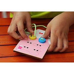 Acheter Threading Lacet Premiers Jouets Educatifs Pour les Enfants Tout-petits Bouton Perles Laçage Carte en Bois Rose