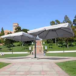 Elios Parasols Parasol de jardin 3x3 bras double mât double en aluminium bar hôtel contrat Oslo, Styles: avec volant