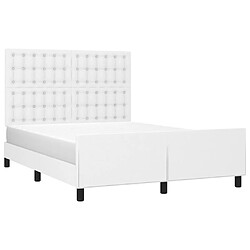 Avis Maison Chic Lit adulte - Cadre Structure de lit avec tête de lit Contemporain Blanc 140x200 cm Similicuir -MN98685