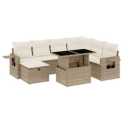 vidaXL Salon de jardin avec coussins 8 pcs beige résine tressée