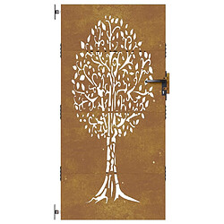 Avis vidaXL Portail de jardin 85x200 cm acier corten conception de l'arbre