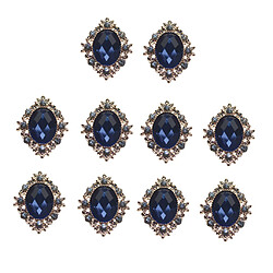 10pcs Strass Dos Plat Perles Bouton Scrapbooking Embellissement Bleu Marine