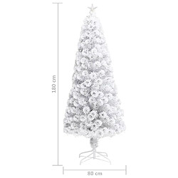 vidaXL Arbre de Noël artificiel pré-éclairé blanc 180 cm fibre optique pas cher