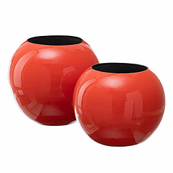 BigBuy Home Vase Orange Céramique 24,5 x 24,5 x 20 cm