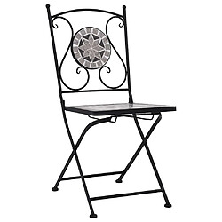 vidaXL Chaises de bistrot mosaïque 2 pcs Gris