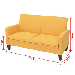 Acheter Maison Chic Canapé à 2 places,Sofa de Salon,Canapé droit 135 x 65 x 76 cm Jaune -GKD203348