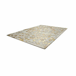 Acheter Paris Prix Tapis en Cuir Effet Mosaïque Lavish Ivoire & Or 120 x 170 cm