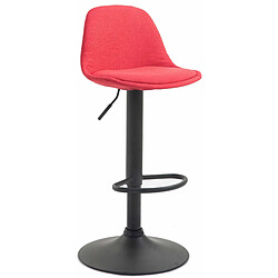 Decoshop26 Tabouret de bar en tissu rouge et cadre en métal noir hauteur réglable pieds trompette TDB10572