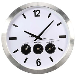 Acheter Perel Horloge murale trois fuseaux horaires 45,5 cm Blanc et argenté